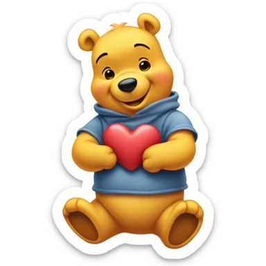 Winnie the Pooh holding a heart  sticker