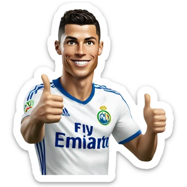 photorealistic Cristiano Ronaldo in Al Nasr jersey shows thumbs up sticker