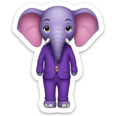 a purple elephant wearing pants sticker