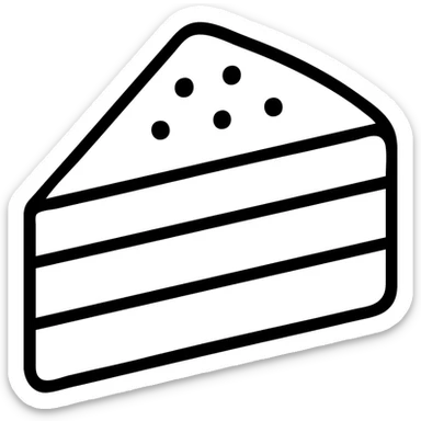 A piece of tiramisu with cocoa powder on top and visible layers sticker