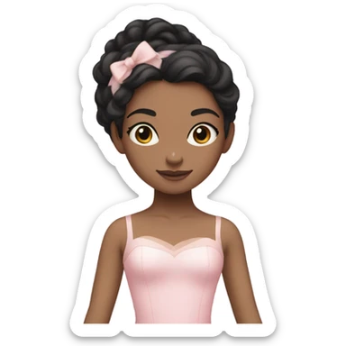 girl fair skin, black hair, ballerina pink soft sticker