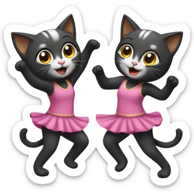 two girl cats dancing sticker