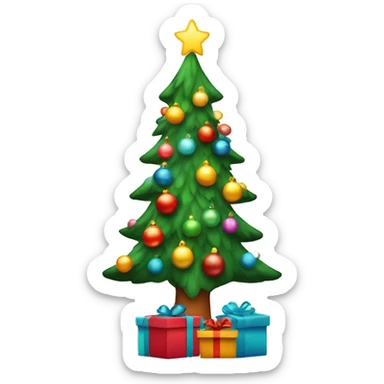 Christmas tree with retro lights and gifts  sticker