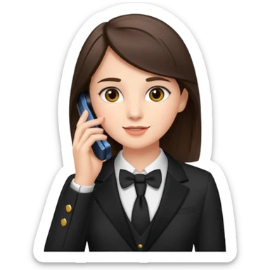 generate a brunette teen dressed formally, calling on a mobile sticker