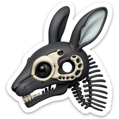Tête de lapin squelette noire de profil avec des G à la place des yeux  sticker