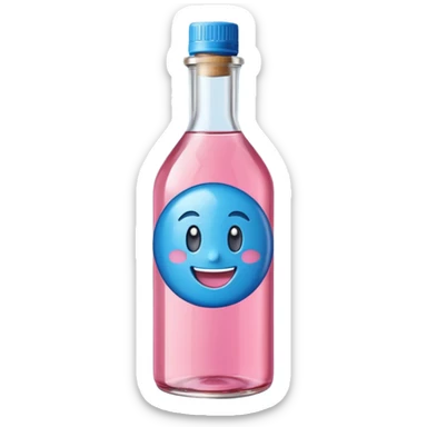 Smiling bottle of oil blue top pink outside with logo that says Diddy oil sticker