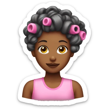 girl with curlers in sticker
