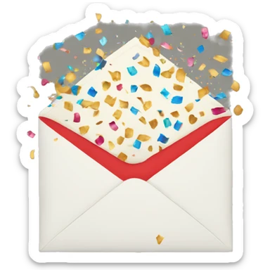 An envelope with confetti 
 sticker