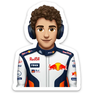 Lando Norris in a red bull f1 suit sticker