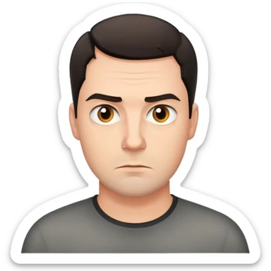 German man with short dark hair, serious expression sticker