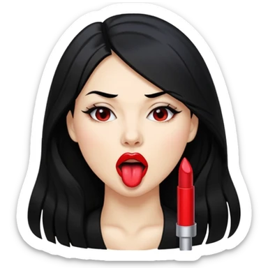 femme longs cheveux noire peau claire qui nargue en tirant la langue sticker