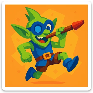 Dart Goblin from Clash Royale, vibrant cartoon style sticker