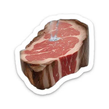 glass of water pouring onto a steak sticker