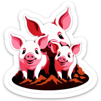 Pigs in dirt sticker
