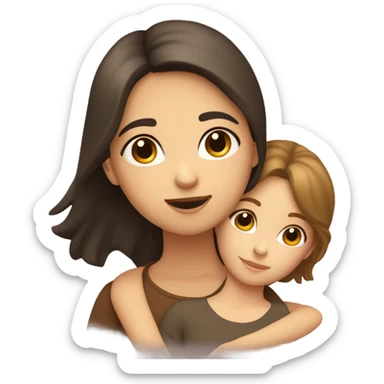 lesbian cuddles dark brown hair girl and light brown hair girl  sticker