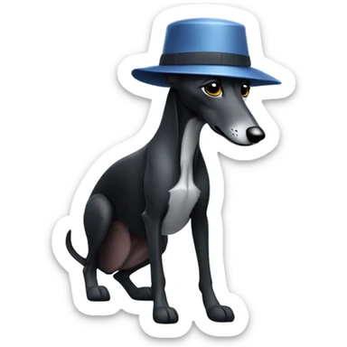 Black greyhound with bucket hat sticker