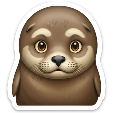 Seal with long brown hair sticker