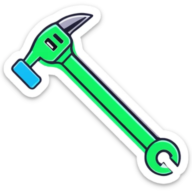 A wrench made of glowing digital code, binary numbers visible throughout the tool sticker