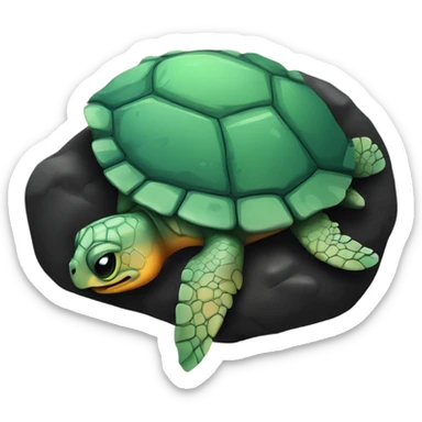 Sea Turtle Sleeping on a Lava Rock sticker