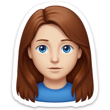 long hair chestnut color blue eyes sticker