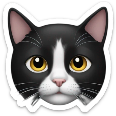 black cat with white from nose to chin on right side sticker