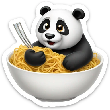 A panda eating a bowl of spaghetti  sticker