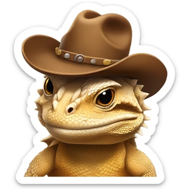 Bearded dragon with a cowboy hat sticker