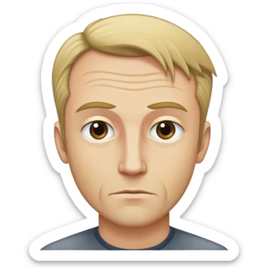 Tall oafish man with receding hairline and dirty blond hair sticker