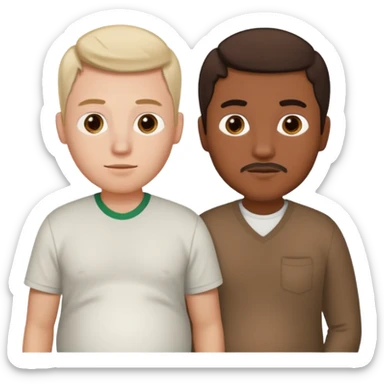 two men standing besides each other. 1 man is white, and the other man is mexican and pregnant. sticker