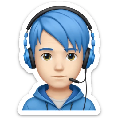 Boy gamer with headset, blue hair











 sticker