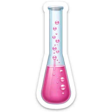 pink liquid in test tube simple bubbling tilted sticker