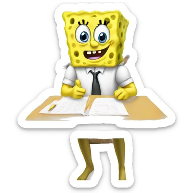 Spongebob taking an SAT exam sticker