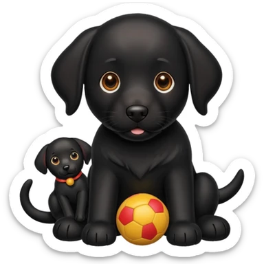black lab with toy sticker