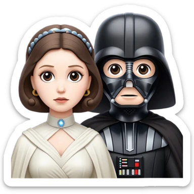 Darth Vader and Princess Leia light savers crossing sticker