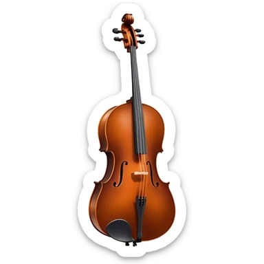 Cinematic Realistic Cello, deep brown polished wood, elegant f-holes creating contrast, warm golden light reflecting off its curves, glowing with depth and a rich musical resonance. sticker