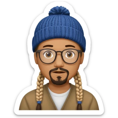 man with braids glasses beanie and goatee sticker