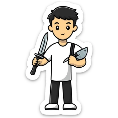 man holding a knife sticker