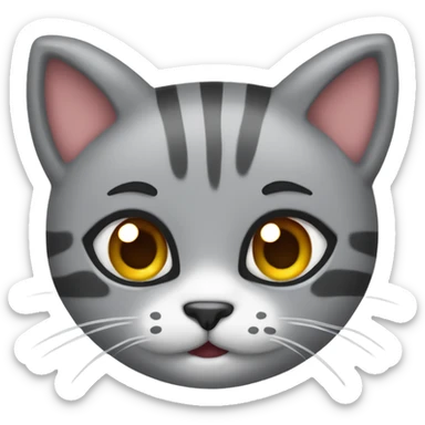 Gatito gris con corazones  sticker
