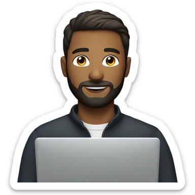 Short hair handsome man with beard on laptop sticker