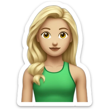 Une fille blonde au yeux verts avec un crop top et un pentathlon large  sticker
