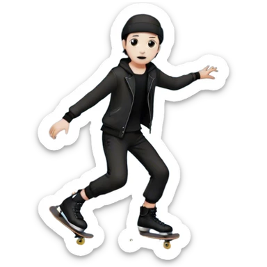  goth skater boi  ghost skating under a moon sticker