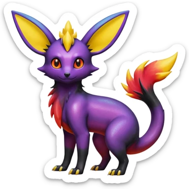 Shiny Iridescent Helioptile-Salandit-Umbreon-Flareon-Jolteon-Fakémon-hybrid-creature (full body)  sticker
