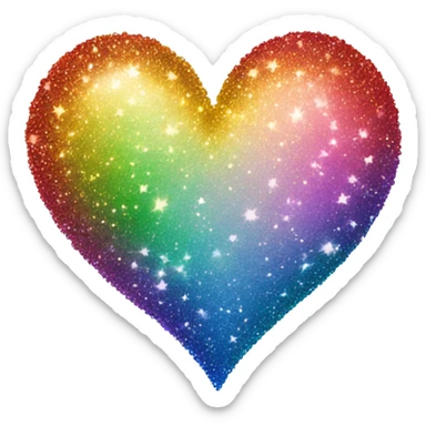 Rainbow heart with sparkles sticker