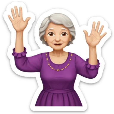 Old lady hands up raise the roof dancing  sticker