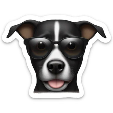 Black dog with sunglasses  sticker