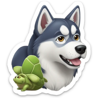 Husky croisé avec une tortue sticker
