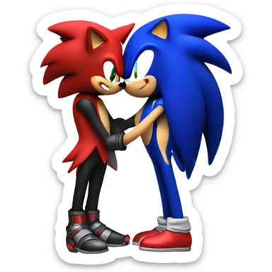Sonic and shadow the hedgehog hugging sticker