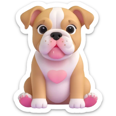 adorable bulldog puppy sitting, front view sticker