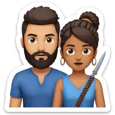 brother and sister fighting modern culture naughty  - indian skin and hairstyle - men beard  sticker