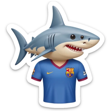 Shark in an fc Barcelona shirt sticker